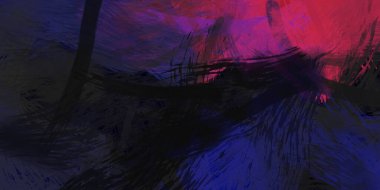 Soyut arkaplanda pürüzlü fırça darbeleri. Fırça boyası. Renkli boya darbeleri. Eşsiz duvar sanatı. Tuvaldeki modern sanat. Renkli çağdaş sanat eserleri.