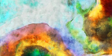 Kova desenli illüstrasyon. Çağdaş ve modern doku. Soyut renk boyama arka planı. Yaratıcı ve sanatsal duvar kağıdı. Fırçalanmış şekilleri ve lekeleri olan sanatsal duvar..