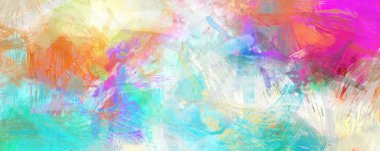 Soyut arkaplanda pürüzlü fırça darbeleri. Fırça boyası. Renkli boya darbeleri. Eşsiz duvar sanatı. Tuvaldeki modern sanat. Renkli çağdaş sanat eserleri.