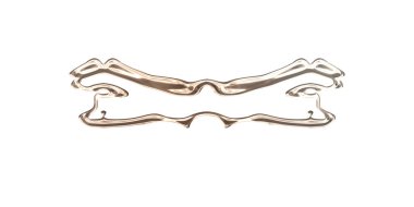 Üç boyutlu metalik illüstrasyon. Beyaz arka planda izole edilmiş fantezi çerçevesi. Davetiyeler, posterler, menü, hatıra defteri ve sunum için mükemmel. Metnin için şablon.