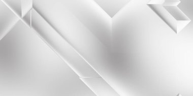 Beyaz 3d geometrik arka plan. Karanlık elementleri olan birinci sınıf soyut duvar kâğıdı. Poster, broşür, sunum ve web sitesi için özel tasarım. Moda lüks minimalist tasarım. Geometrik şablon. 