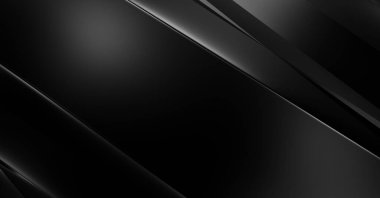 Geometrik katmanlı 3 boyutlu siyah arkaplan. Soyut koyu fütüristik duvar kağıdı. Zarif, parlak çizgili arka plan. Poster, broşür, sunum ve web sitesi için geometrik şablon tasarımı.