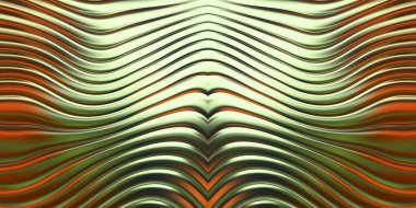 Renkli dalgalı yansıtıcı duvar kağıdının üç boyutlu çizimi. Duvar kağıdı, afiş, arkaplan, kart, kitap kapağı veya web sitesi için grafiksel illüstrasyon. Soyut parlak arkaplan.