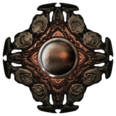 Beyaz arka planda izole bir mücevher. Mücevherli bir fantezi mücevherin 3 boyutlu görüntüsü. Masal elementi. Lüks grafik duvar kağıdı.