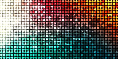 Parlayan ışıklar siyah arka planda parti izleri. Sahne veya stadyum ışıklarının dijital illüstrasyonu. Parlak desenli duvar kağıdı. Sahne ışıkları ile renkli ışıkların ihtişamlı arkaplanı.