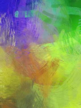 Soyut arkaplanda pürüzlü fırça darbeleri. Fırça boyası. Renkli boya darbeleri. Eşsiz duvar sanatı. Tuvaldeki modern sanat. Renkli çağdaş sanat eserleri.