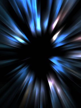 Siyah arkaplanda izole edilmiş dinamik ışık ışınları. Parlayan renkli ışık parçacıklarının grafiksel 2d çizimi.