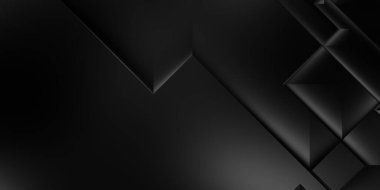 Siyah üç boyutlu geometrik arkaplan. Moda lüks minimalist tasarım. Geometrik şablon. Karanlık elementleri olan birinci sınıf soyut duvar kâğıdı. Poster, broşür, sunum, web sitesi için özel tasarım.