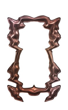 Üç boyutlu metalik illüstrasyon. Beyaz arka planda izole edilmiş fantezi çerçevesi. Davetiyeler, posterler, menü, hatıra defteri ve sunum için mükemmel. Metnin için şablon.