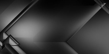 Siyah üç boyutlu geometrik arkaplan. Moda lüks minimalist tasarım. Geometrik şablon. Karanlık elementleri olan birinci sınıf soyut duvar kâğıdı. Poster, broşür, sunum, web sitesi için özel tasarım.