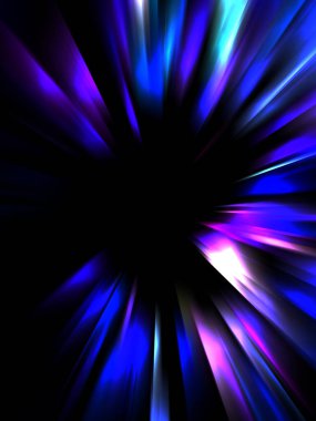 Siyah arkaplanda izole edilmiş dinamik ışık ışınları. Parlayan renkli ışık parçacıklarının grafiksel 2d çizimi.