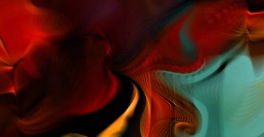 Hareketli girdapların soyut çizimi. Titreşimli renkli kıvrımların dönen akışı. Kıvrımlı ve kıvrımlı arka plan ve çizgiler. Garip duvar kâğıdı tasarımı. Dalgalanma arkaplanı.