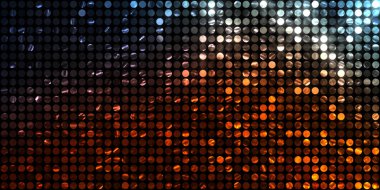 Parlayan ışıklar siyah arka planda parti izleri. Sahne veya stadyum ışıklarının dijital illüstrasyonu. Parlak desenli duvar kağıdı. Sahne ışıkları ile renkli ışıkların ihtişamlı arkaplanı.