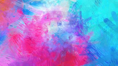 Soyut arkaplanda pürüzlü fırça darbeleri. Fırça boyası. Renkli boya darbeleri. Eşsiz duvar sanatı. Tuvaldeki modern sanat. Renkli çağdaş sanat eserleri.