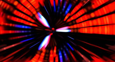 Siyah arkaplanda dönen ışık gösterisi. Lüks çizgiler. Parlak kıvrımlı duvar kağıdı. Uzay tüneli. Dönen ışık çemberi ya da maytap izi. Parlak konsept çizimi.