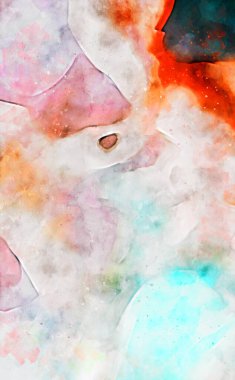 Kova desenli illüstrasyon. Çağdaş ve modern doku. Soyut renk boyama arka planı. Yaratıcı ve sanatsal duvar kağıdı. Fırçalanmış şekilleri ve lekeleri olan sanatsal duvar..