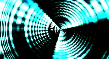 Siyah arkaplanda dönen ışık gösterisi. Lüks çizgiler. Parlak kıvrımlı duvar kağıdı. Uzay tüneli. Dönen ışık çemberi ya da maytap izi. Parlak konsept çizimi.