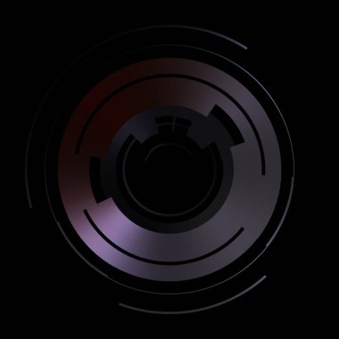 Gelecekçi hud arayüzü elementi. Soyut geometrik arkaplan. Dijital teknolojinin grafiksel çizimi siyah arkaplanda izole edildi..