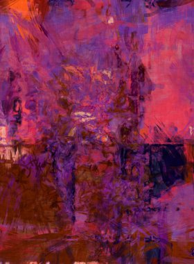 Kaotik resim. Taranmış Boyalı Soyut Arkaplan. Tuval üzerinde etkileyici fırçalanmış resim. Fırça darbesi ile boyanmış. Kaos duvarı sanatı. Sanatsal canlılık ve renkli duvar kağıdı.