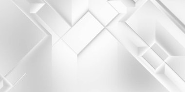 Beyaz 3d geometrik arka plan. Karanlık elementleri olan birinci sınıf soyut duvar kâğıdı. Poster, broşür, sunum ve web sitesi için özel tasarım. Moda lüks minimalist tasarım. Geometrik şablon. 