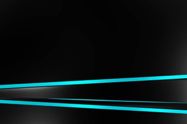 Metin için kopyalama alanı olan soyut siyah paneller. Üç boyutlu illüstrasyon. Renkli ışık özellikli koyu renk tasarım şablonu. Zarif geometrik parlak çizgili arka plan. Minimalist geometrik kapak grafiği.