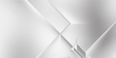 Beyaz 3d geometrik arka plan. Karanlık elementleri olan birinci sınıf soyut duvar kâğıdı. Poster, broşür, sunum ve web sitesi için özel tasarım. Moda lüks minimalist tasarım. Geometrik şablon. 