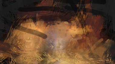 Soyut arkaplanda pürüzlü fırça darbeleri. Fırça boyası. Renkli boya darbeleri. Eşsiz duvar sanatı. Tuvaldeki modern sanat. Renkli çağdaş sanat eserleri.