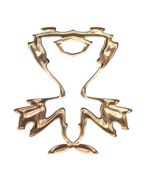 Üç boyutlu metalik illüstrasyon. Beyaz arka planda izole edilmiş fantezi çerçevesi. Davetiyeler, posterler, menü, hatıra defteri ve sunum için mükemmel. Metnin için şablon.