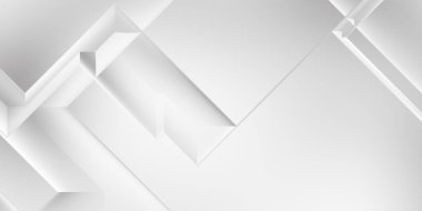 Beyaz 3d geometrik arka plan. Karanlık elementleri olan birinci sınıf soyut duvar kâğıdı. Poster, broşür, sunum ve web sitesi için özel tasarım. Moda lüks minimalist tasarım. Geometrik şablon. 