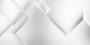 Beyaz 3d geometrik arka plan. Karanlık elementleri olan birinci sınıf soyut duvar kâğıdı. Poster, broşür, sunum ve web sitesi için özel tasarım. Moda lüks minimalist tasarım. Geometrik şablon. 