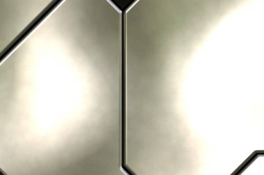 Üç boyutlu metalik doku. Uzay gemisi desenli yüzey. Aydınlık ve karanlık paneller. Fütürist soyut duvar kağıdı. Geometrik teknolojik yansıtıcı arkaplan.