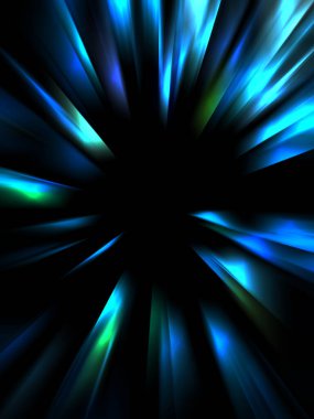 Siyah arkaplanda izole edilmiş dinamik ışık ışınları. Parlayan renkli ışık parçacıklarının grafiksel 2d çizimi.