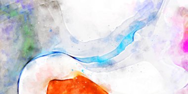 Kova desenli illüstrasyon. Çağdaş ve modern doku. Soyut renk boyama arka planı. Yaratıcı ve sanatsal duvar kağıdı. Fırçalanmış şekilleri ve lekeleri olan sanatsal duvar..