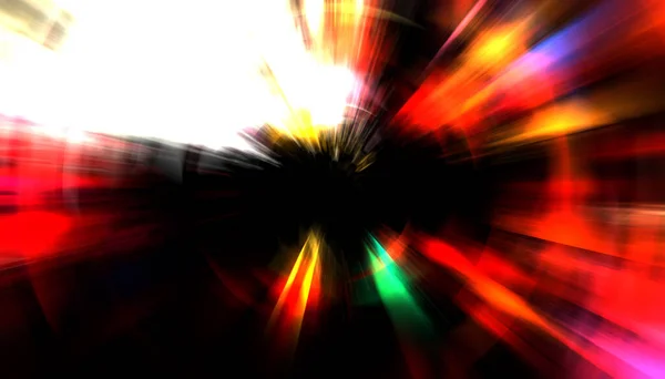 Захватывающее Световое Шоу Красочный Яркий Взрыв Частиц Светящимися Лучами Света — стоковое фото