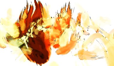 Mürekkep ve fosforlu kalemler yaratıcı çizimler. Beyaz arka planda boyama. El çizimi soyut renk dokuları. Poster, kart, davetiye, pankart, broşür, broşür için tasarım. Boyalı fırça darbeleri