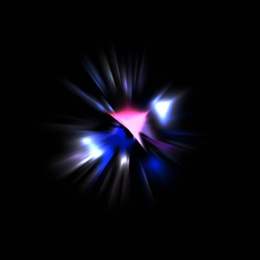 Işık huzmeleri ve parlayan parçacıkların kesiştiği güzel bir zemin. Canlı renkli ışıkların duvar kâğıdı. Parlak ışık görüntüsü.