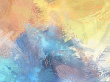 Soyut arkaplanda pürüzlü fırça darbeleri. Fırça boyası. Renkli boya darbeleri. Eşsiz duvar sanatı. Tuvaldeki modern sanat. Renkli çağdaş sanat eserleri.