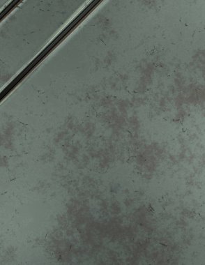 Gelecekçi kavramsal tasarım arka planı. Uzay gemisi desenli duvar kağıdı. Fırçalanmış teknoloji şablonu yüzeyi. Üç boyutlu illüstrasyon. SciFi panelleri duvar.