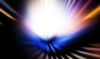 Siyah zemin üzerinde ışık parçacığı izleri. Parlayan parçacıkları ve çizgileri olan ışık patlaması yıldızı. Güzel hareketli soyut ışınlar duvar kağıdı. Renkli Patlama grafiği. Işık ışınlarının patlaması. 