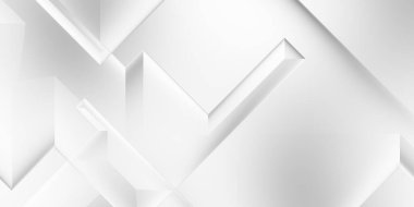 Beyaz 3d geometrik arka plan. Karanlık elementleri olan birinci sınıf soyut duvar kâğıdı. Poster, broşür, sunum ve web sitesi için özel tasarım. Moda lüks minimalist tasarım. Geometrik şablon. 