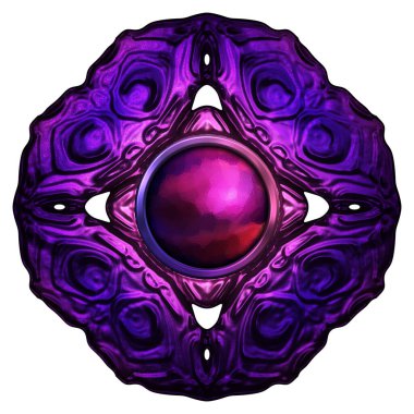 Beyaz arka planda izole bir mücevher. Mücevherli bir fantezi mücevherin 3 boyutlu görüntüsü. Masal elementi. Lüks grafik duvar kağıdı.