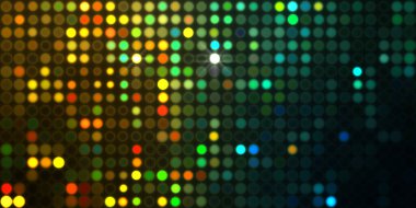 Parlak desenli duvar kağıdı. Sahne ışıkları olan renkli ışıkların ihtişamlı arkaplanı. Parlayan ışıklar siyah arka planda parti izleri. Sahne veya stadyum ışıklarının dijital illüstrasyonu. 