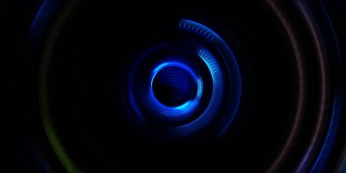 Fotoğraf makinesi konsepti. Soyut arkaplan. Dönen ışık ışınları. Hareketli kavramsal duvar kağıdı. Grafik dijital illüstrasyon. Parlayan neon ışıkları. Parlak sunum tasarım şablonu.