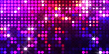 Parlak desenli duvar kağıdı. Sahne ışıkları olan renkli ışıkların ihtişamlı arkaplanı. Parlayan ışıklar siyah arka planda parti izleri. Sahne veya stadyum ışıklarının dijital illüstrasyonu. 