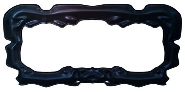 Üç boyutlu metalik illüstrasyon. Beyaz arka planda izole edilmiş fantezi çerçevesi. Davetiyeler, posterler, menü, hatıra defteri ve sunum için mükemmel. Metnin için şablon.