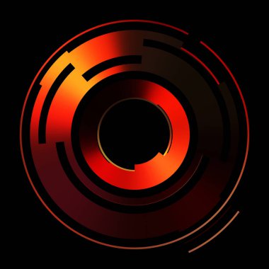 Gelecekçi hud arayüzü elementi. Soyut geometrik arkaplan. Dijital teknolojinin grafiksel çizimi siyah arkaplanda izole edildi..