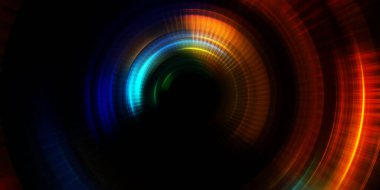 Parlayan neon ışıkları. Parlak sunum tasarım şablonu. Fotoğraf makinesi konsepti. Soyut arkaplan. Dönen ışık ışınları. Hareketli kavramsal duvar kağıdı. Grafik dijital illüstrasyon. 