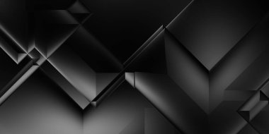 Siyah üç boyutlu geometrik arkaplan. Moda lüks minimalist tasarım. Geometrik şablon. Karanlık elementleri olan birinci sınıf soyut duvar kâğıdı. Poster, broşür, sunum, web sitesi için özel tasarım.
