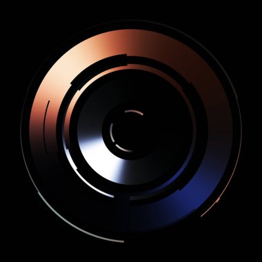 Gelecekçi hud arayüzü elementi. Soyut geometrik arkaplan. Dijital teknolojinin grafiksel çizimi siyah arkaplanda izole edildi..