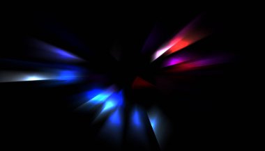 Parlayan ışıkları hareket ettirmenin havalı arka planı. Tasarımınız için canlı renkli bir portal şablonu. Işık ışınları ve hareket halindeki ışıldayan parçacıklar bir solucan deliği şekli oluşturuyor..